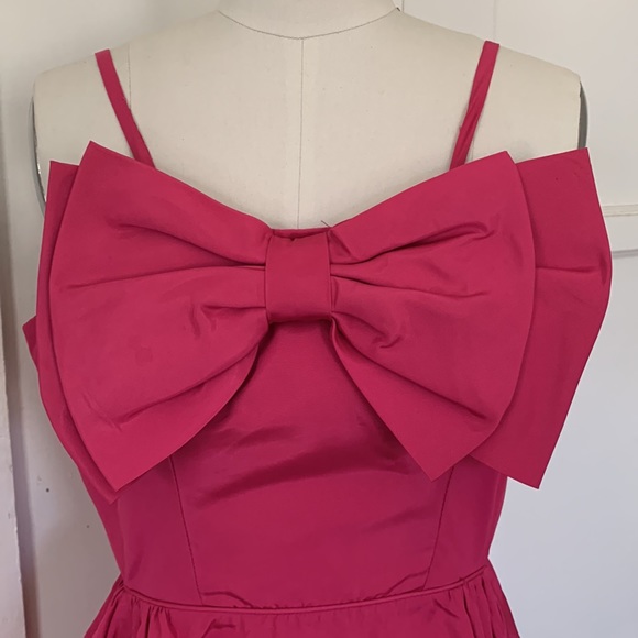 VTG 🎀 BARBIECORE ALFRED ANGELO “Flirtations” Pink Bow Taffeta Dress Fits XS - Picture 2 of 11